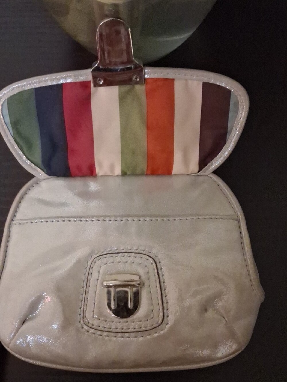Coach Metallic Silver Light Champagne Wristlet with Front Push-Lock - Picture 5 of 9